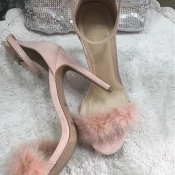 Nude Pink Fur Heels - Picture 2 of 2